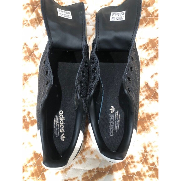 Adidas Women's Stan Smith Black Embossed Sneakers Size 5 - Picture 5 of 11